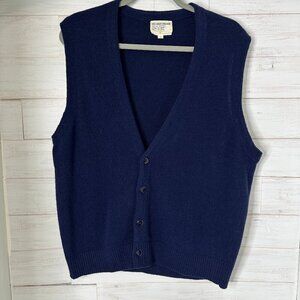 The Treasury Vintage Mens 100% Virgin Lambs Wool Navy Blue Sweater Vest Size L
